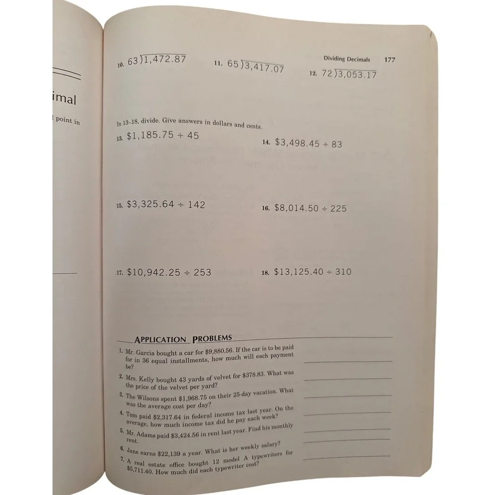 Arithmetic Skills Worktext Second‎ Edition by Calman Goozner Math Practice Book